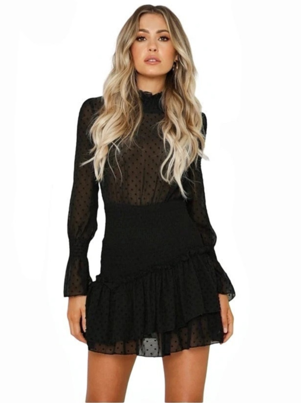 Hello Molly Dont Take It Personal Black Smocked Waist Mini Dress size L NWT